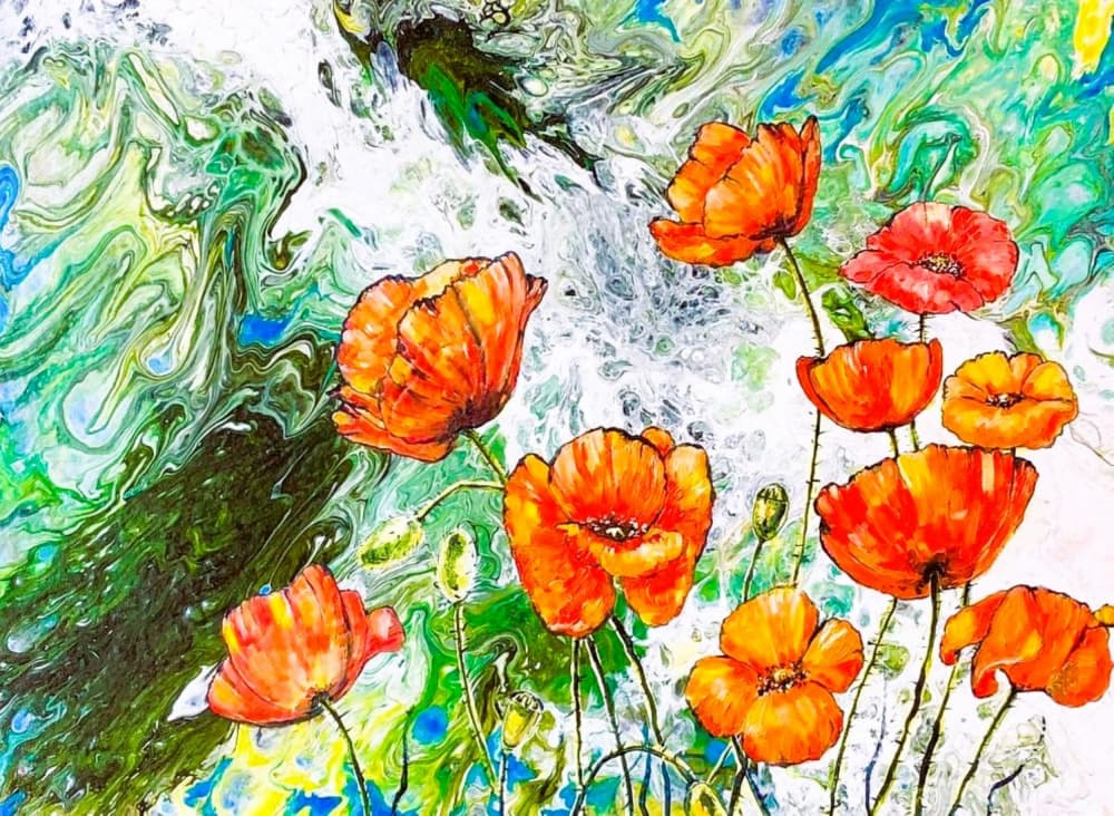 Vibrant Poppies Garden by Anda Bieza — canvas wall art