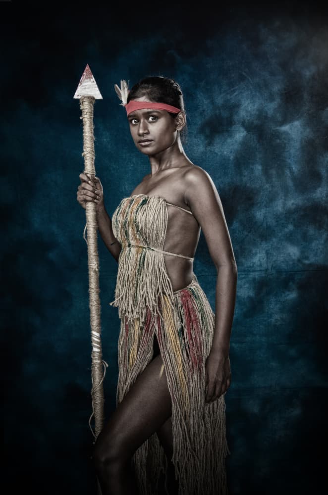 Tribal Warrior Woman by PARTHA BHATTACHARYYA — canvas wall art