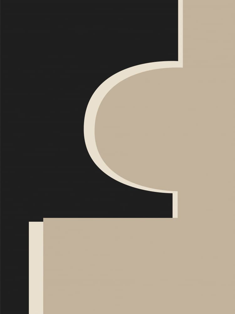 Abstract Black Beige Curves by Elena Ristova — canvas wall art