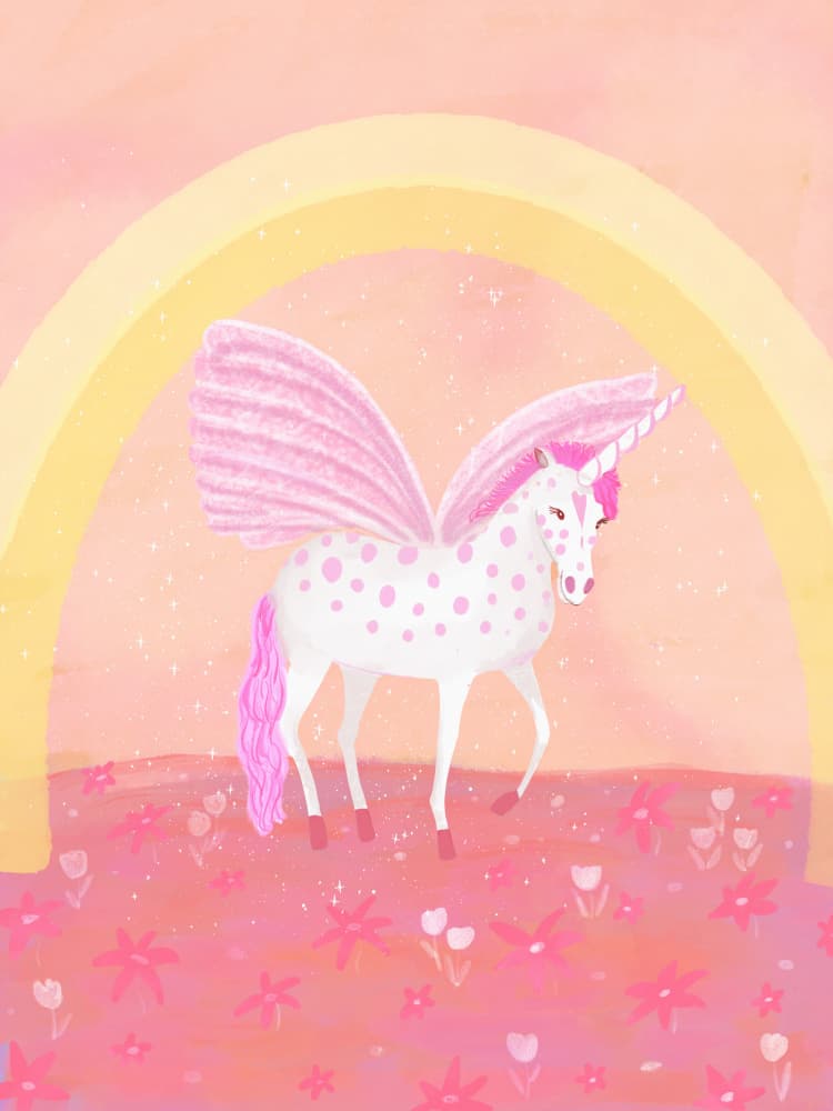 Magical Rainbow Unicorn by Aliya Putrus — canvas wall art