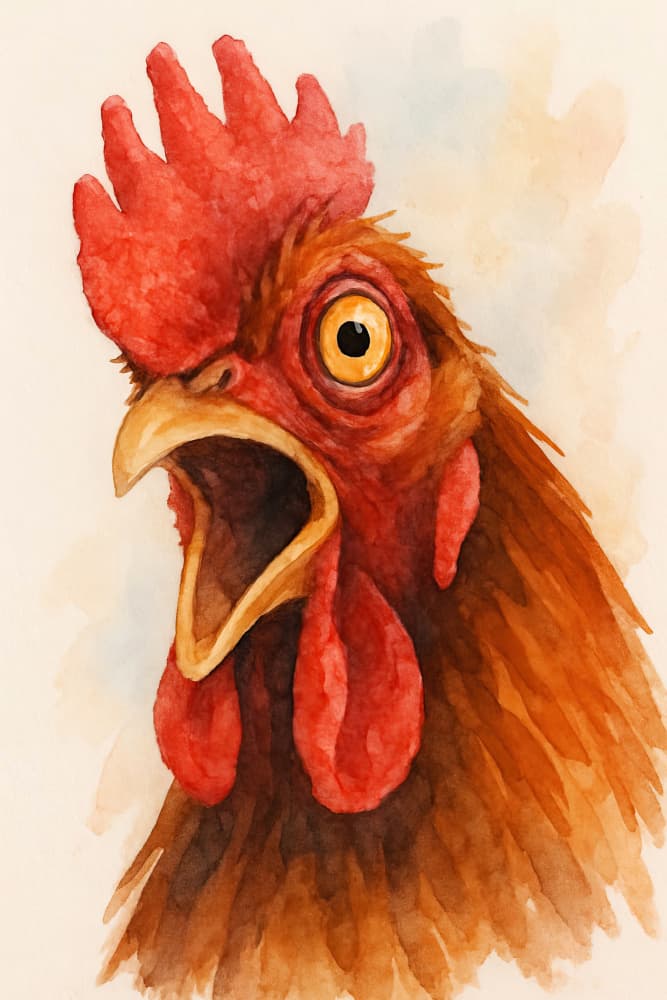 Screaming Rooster Portrait by Natalie Bruns — canvas wall art