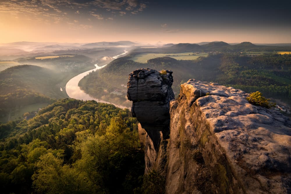 Elbe River Valley Sunrise by Karol Nienartowicz — canvas wall art