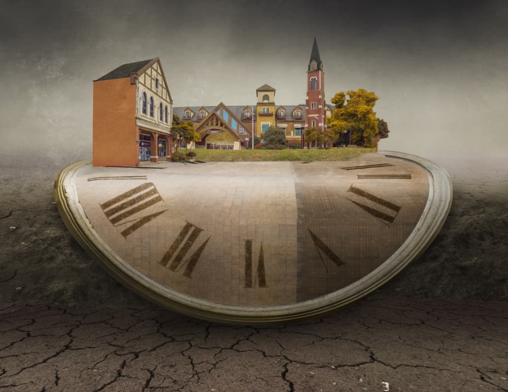 Surreal Clock City by Biao Huang — canvas wall art