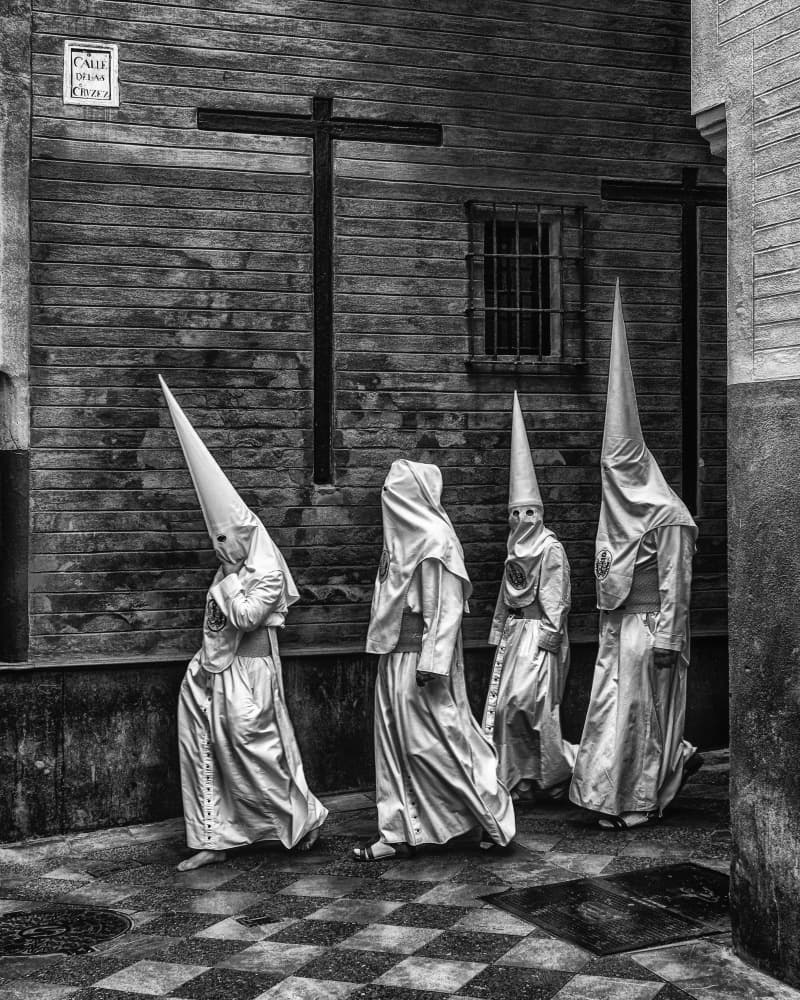 Solemn Hooded Procession by JUAN CARLOS HERVÁS MARTÍNEZ — canvas wall art