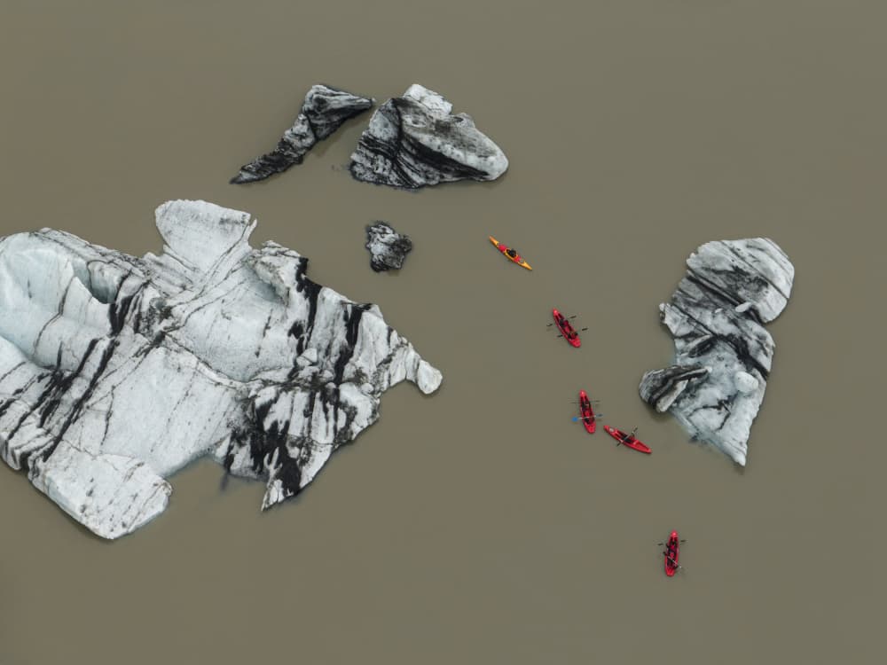 Kayaks Among Icebergs by Jure Kravanja — canvas wall art