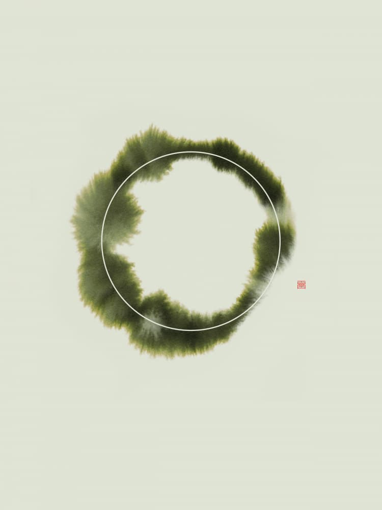 Abstract Green Ensō by Thoth Adan — canvas wall art