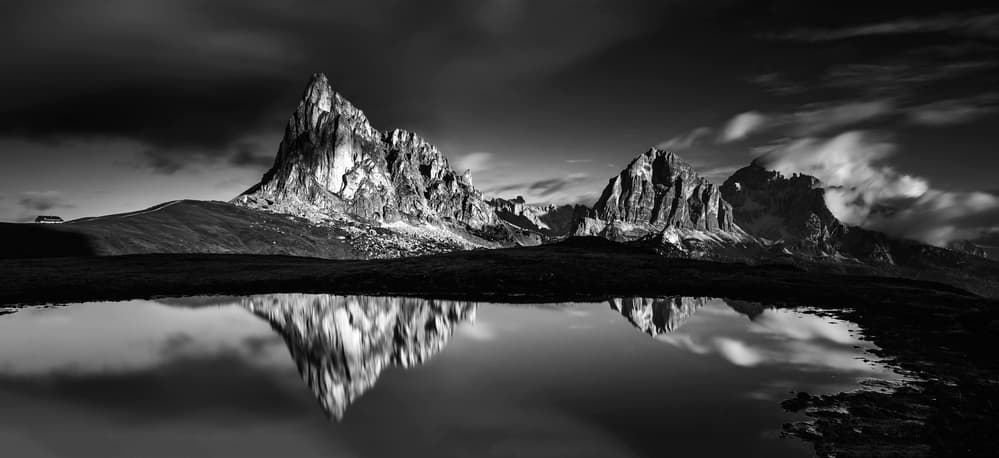 Black And White Mountain Reflection by Lubos Balazovic — canvas wall art