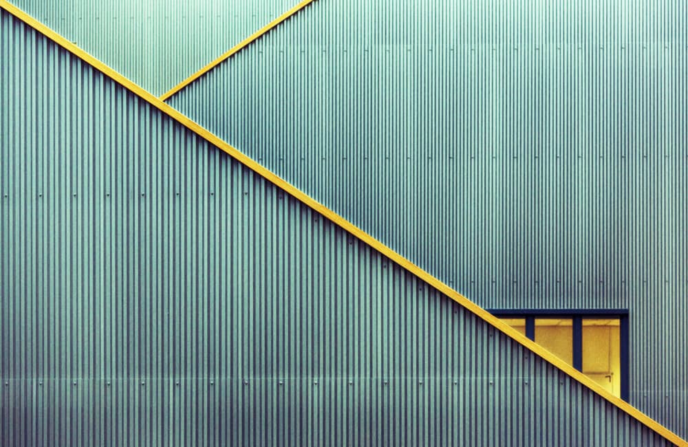 Blue Wall Yellow Lines by Jan Niezen — canvas wall art