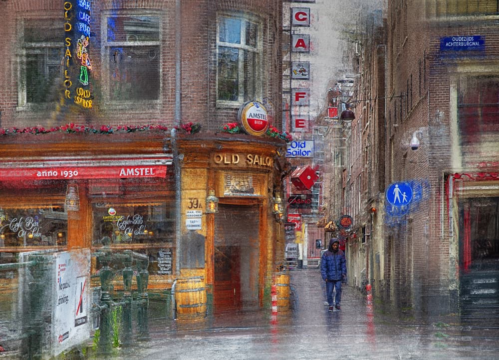 Wet Amsterdam Street by C.S. Tjandra — canvas wall art