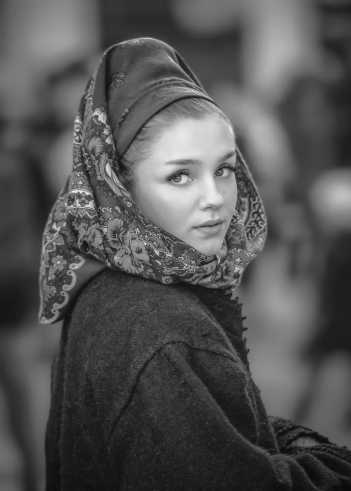 Woman's Traditional Gaze by Cristian Pavel — canvas wall art