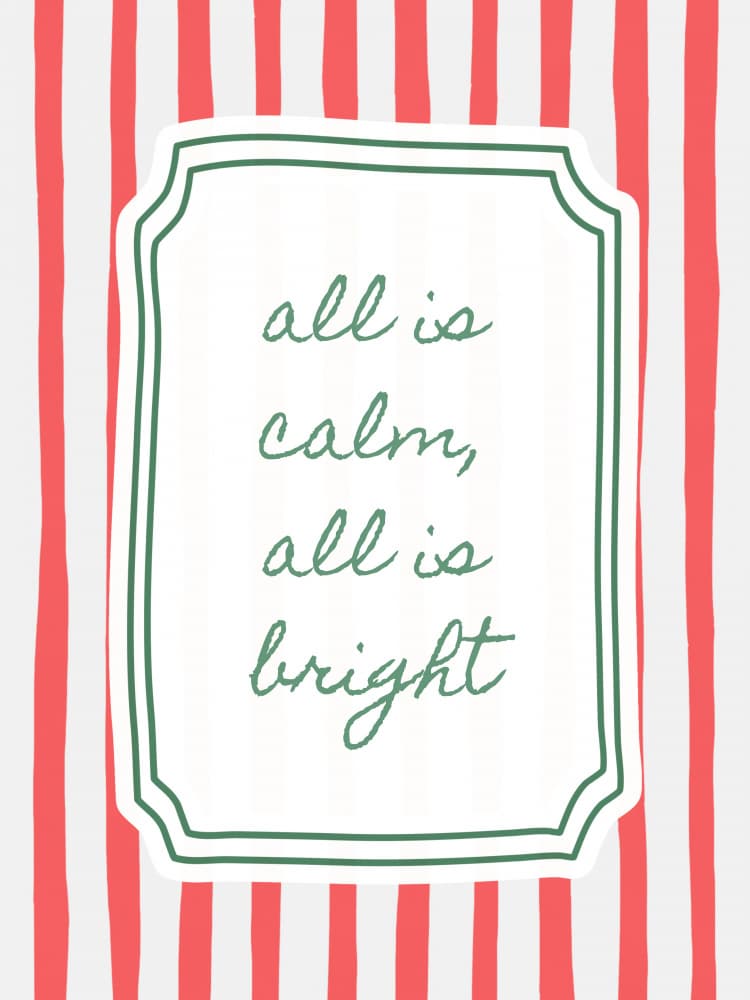 Calm Bright Christmas Quote by Jolly and Dash — canvas wall art