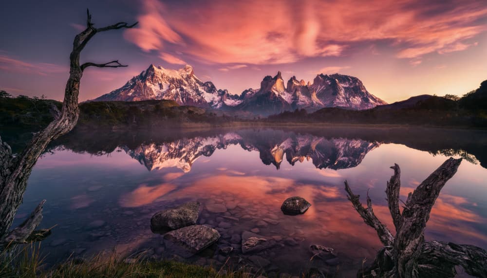 Majestic Mountain Lake Reflection by Antoni Figueras — canvas wall art