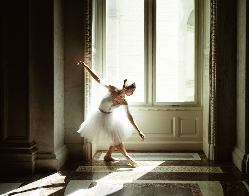 Graceful Ballerina Pose by Catherine Wang — canvas wall art