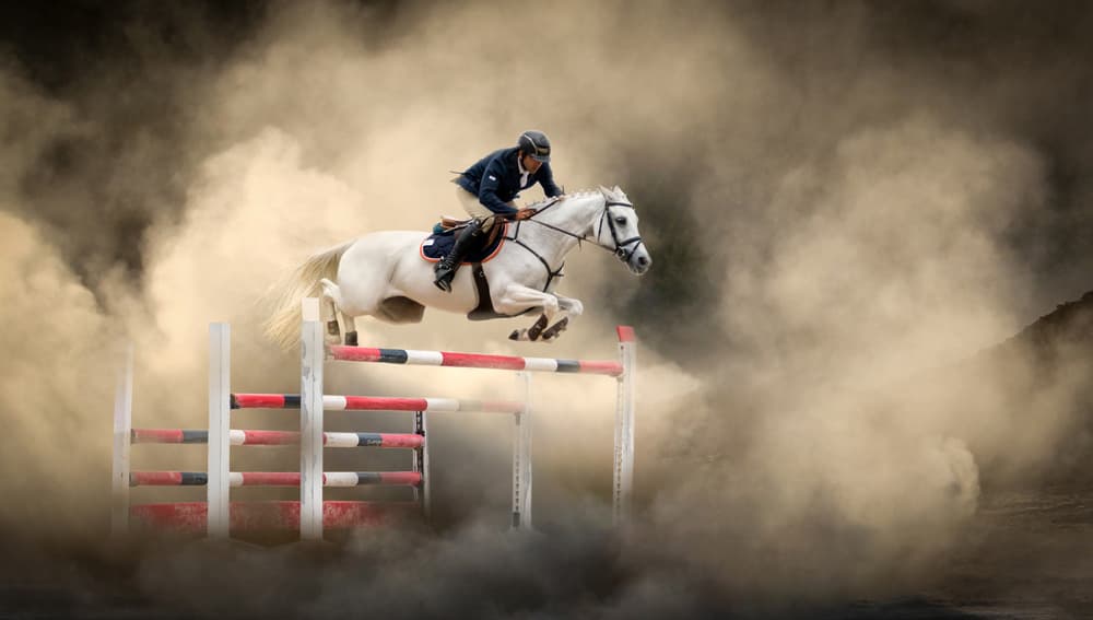 Equestrian Horse Jump Action by Arif Ünsal — canvas wall art