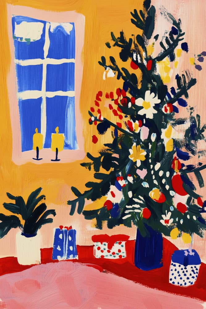 Festive Cozy Corner by Treechild — canvas wall art
