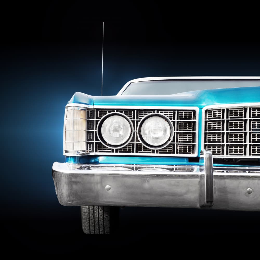 Classic Blue Chrome Car by Beate Gube — canvas wall art