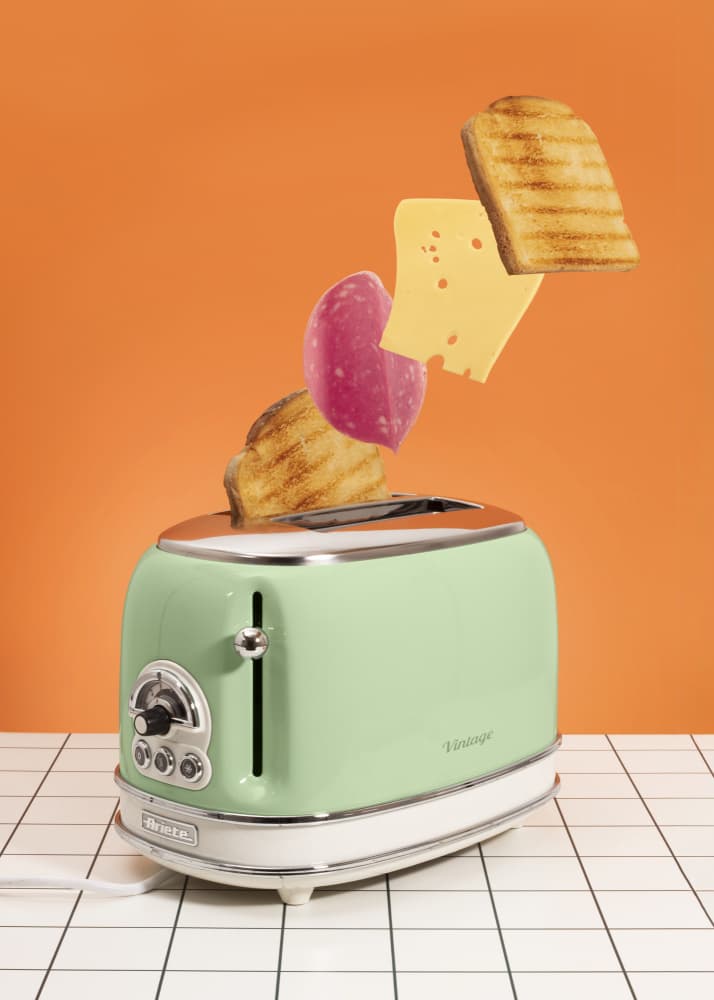 Retro Toaster Breakfast by Julia Ramiro — canvas wall art