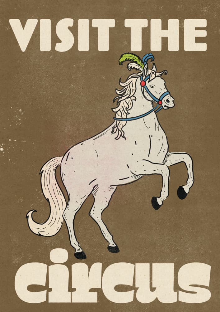 Vintage Rearing Circus Horse by Nicholas — canvas wall art