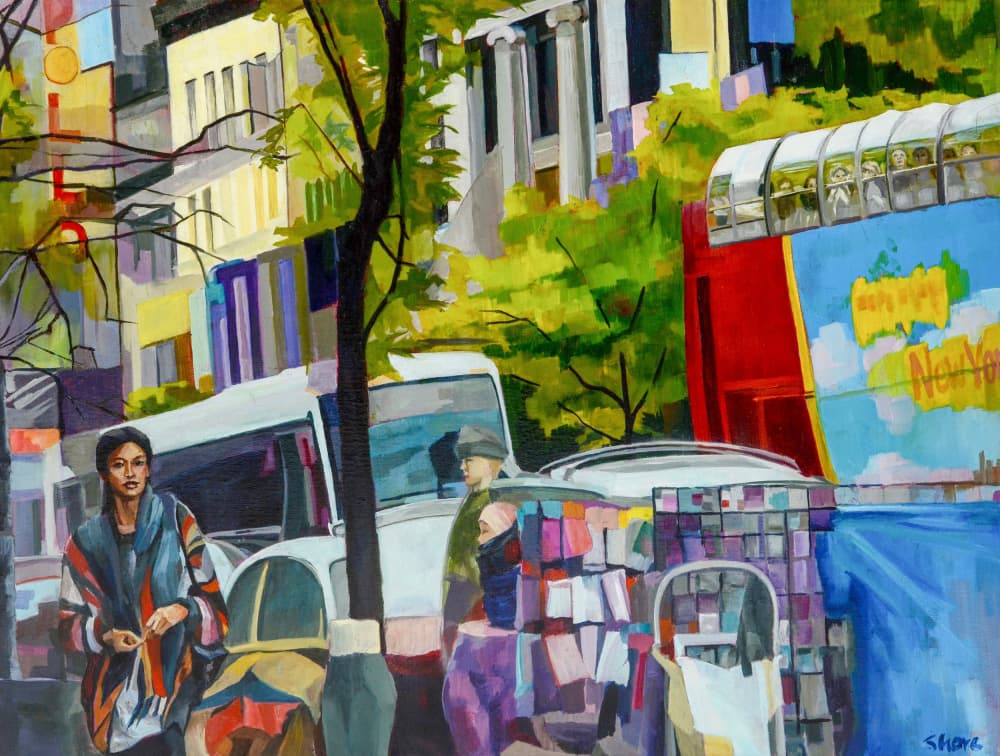 Bustling New York Street by Maxine Shore — canvas wall art