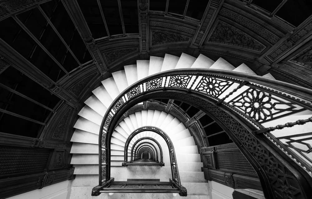 Ornate Spiral Staircase by Henry Zhao — canvas wall art