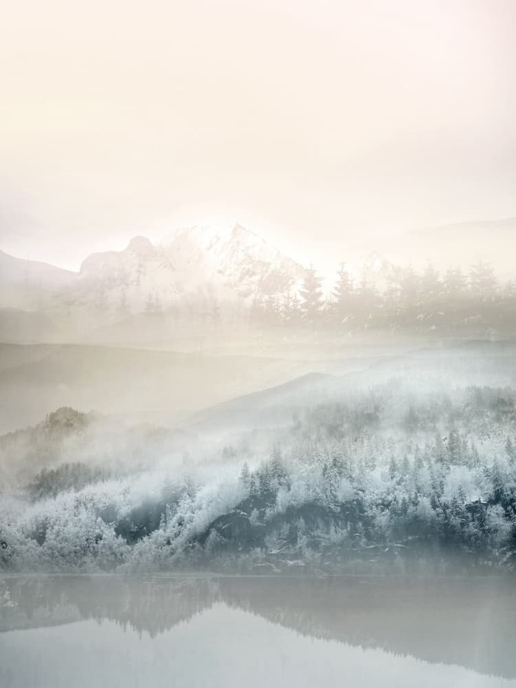 Misty Mountain Lake by Gemma Bardot — canvas wall art