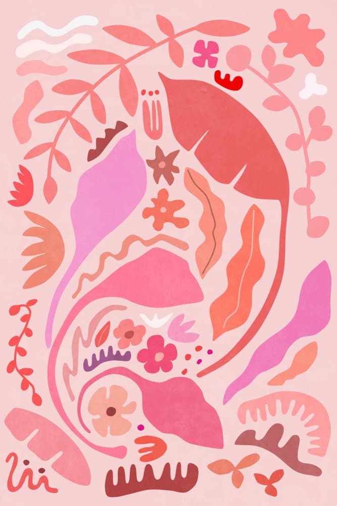Vibrant Pink Botanicals by amini54 — canvas wall art