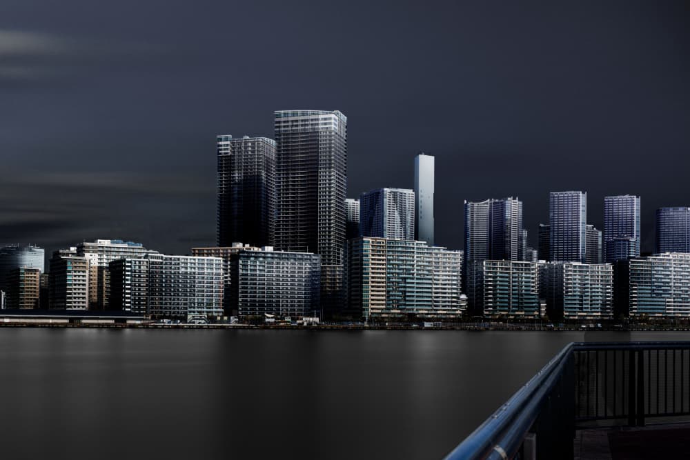 Dark City Skyline by YusukeMatsumoto — canvas wall art