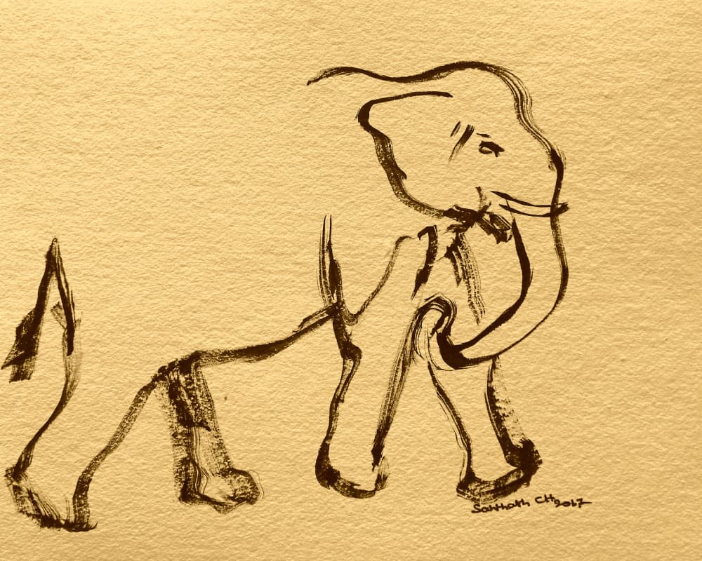 Expressive Elephant Ink by Santhosh ch — canvas wall art
