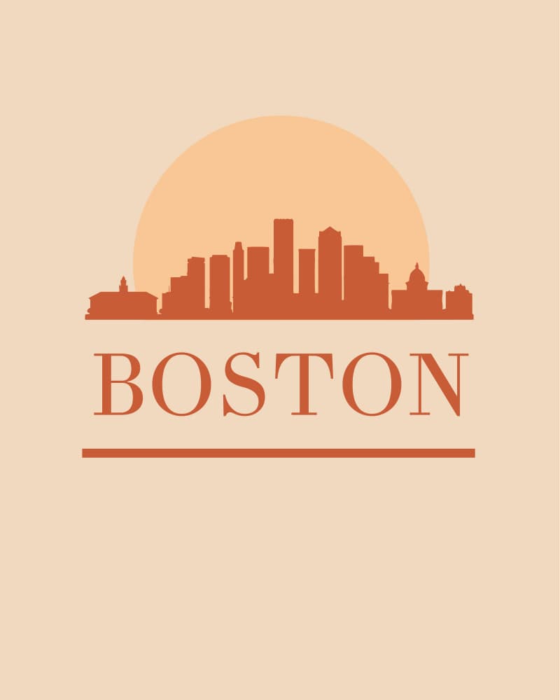 Boston Skyline Sunset by Emiliano Deificus — canvas wall art