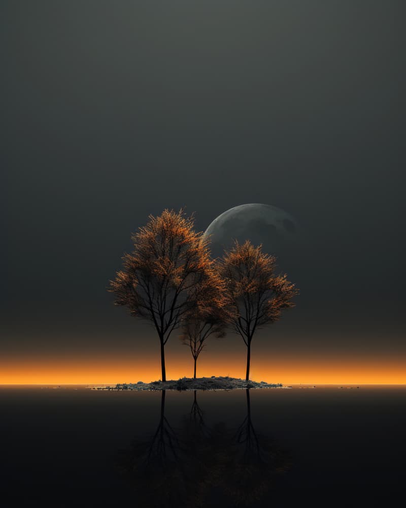 Twilight Island Trees by Hosam.Karara — canvas wall art