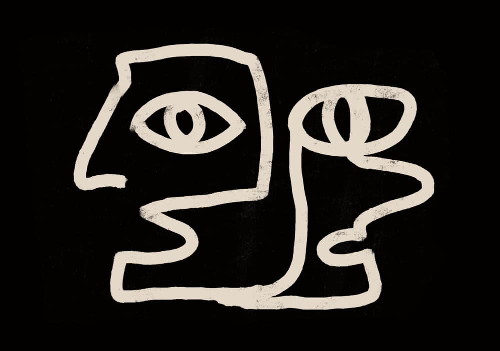 Abstract Faces Duo by Sharyn Bursic — canvas wall art