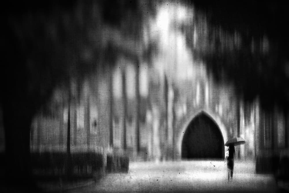 Solitary Figure Umbrella by Teruhiko Tsuchida — canvas wall art