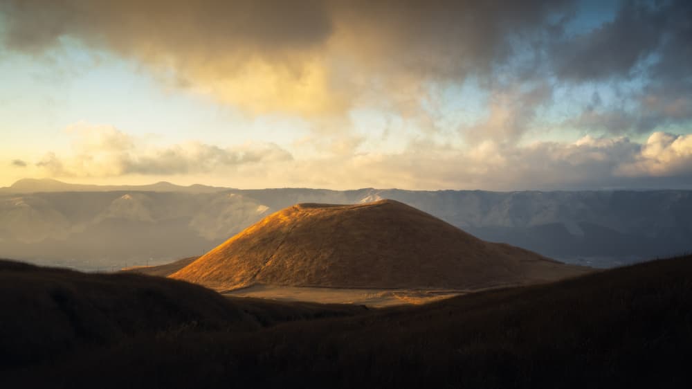 Golden Hour Volcano by Takumi Ikeda — canvas wall art