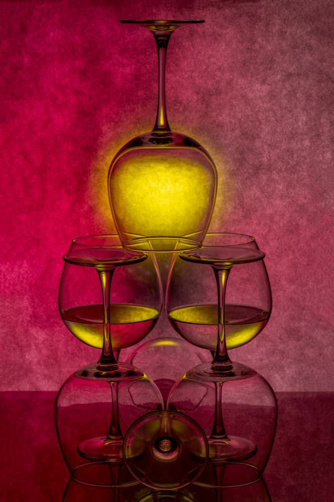Glowing Wine Glasses by Brig Barkow — canvas wall art