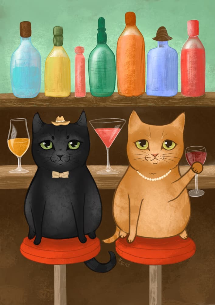 Sophisticated Bar Cats by Tara Royle — canvas wall art