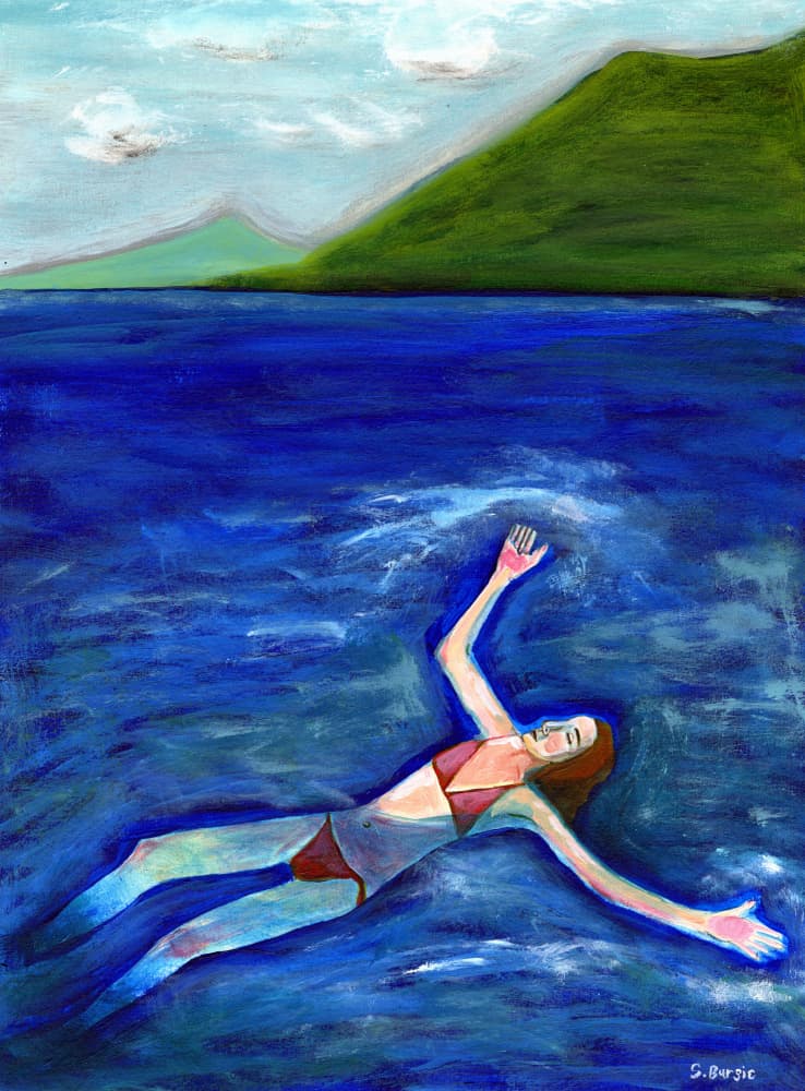 Serene Woman Floating by Sharyn Bursic — canvas wall art