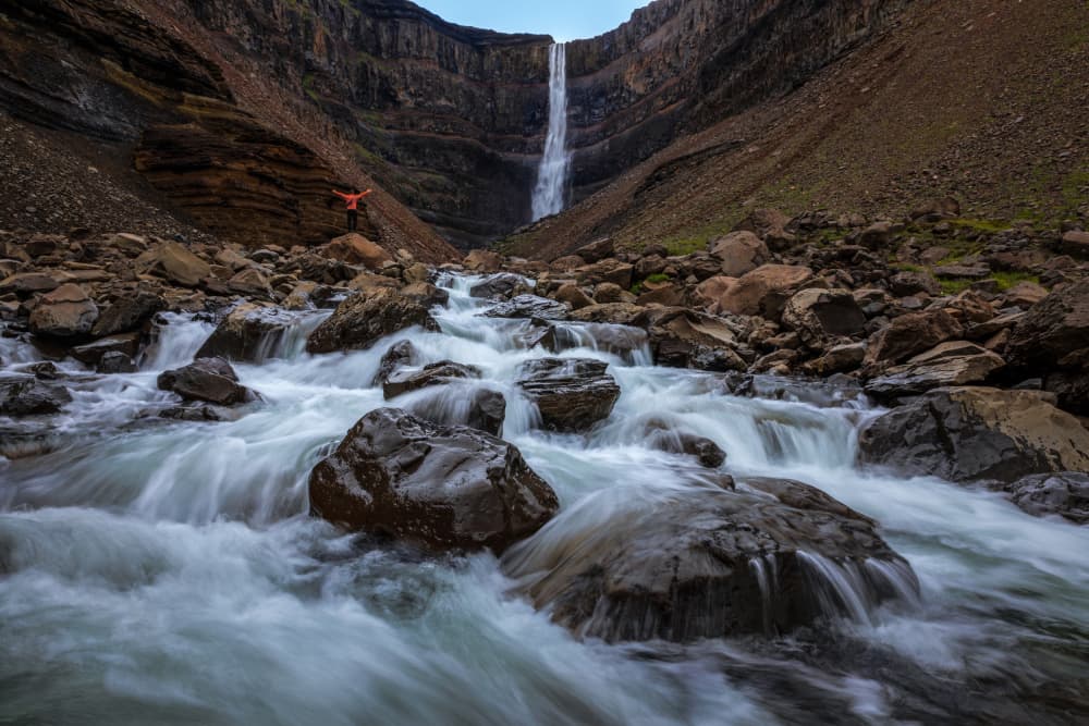 Towering Canyon Waterfall by Irene Wu — canvas wall art