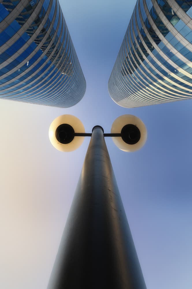 Urban Lamp Skyward View by Akira TAKAUE — canvas wall art