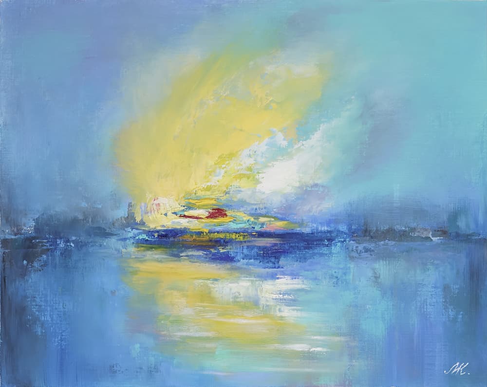 Blue Yellow Horizon Glow by Marina Kozyr — canvas wall art