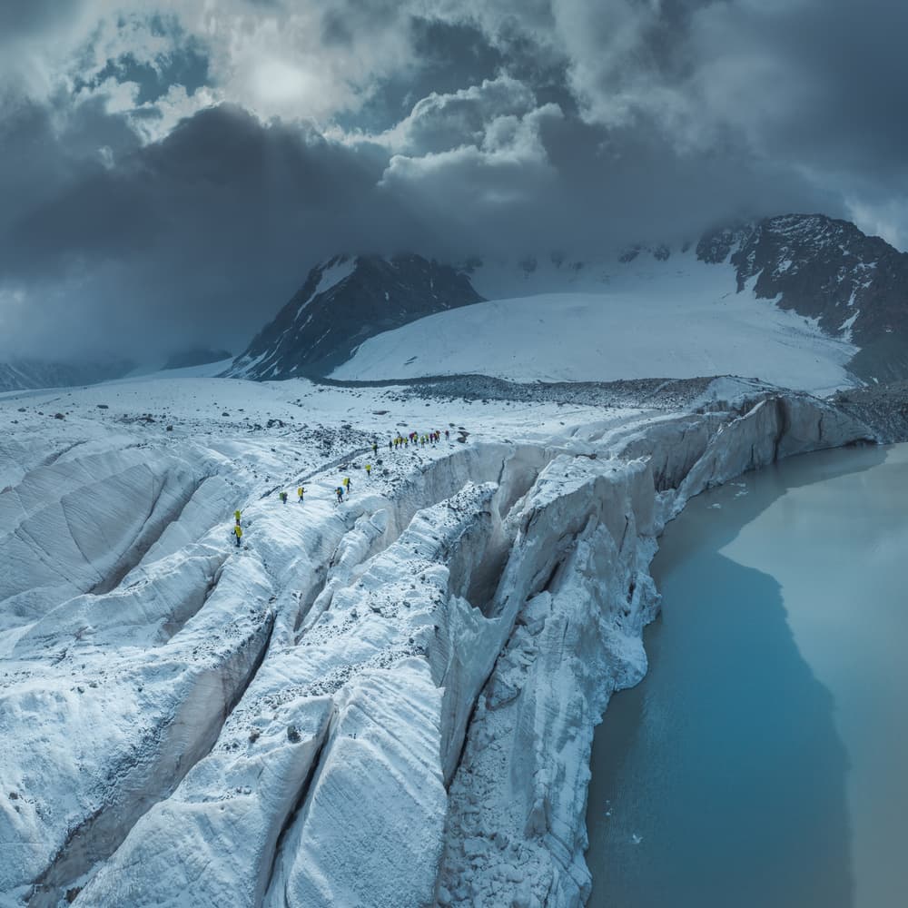 Glacial Mountain Trek by qiye — canvas wall art