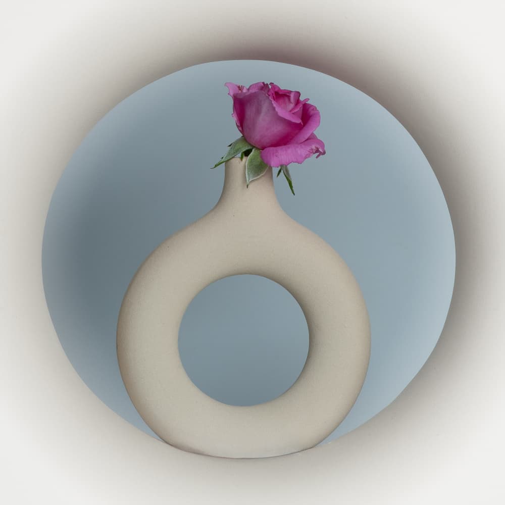 Pink Rose in Modern Vase by FranzStaab — canvas wall art