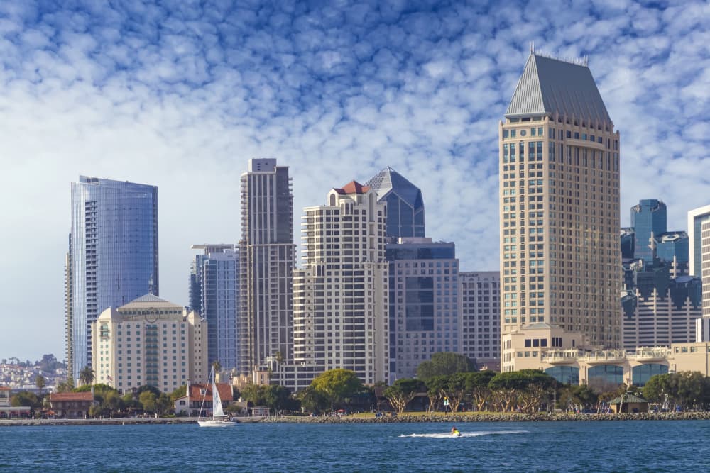 Sunny San Diego Skyline by Melanie Viola — canvas wall art