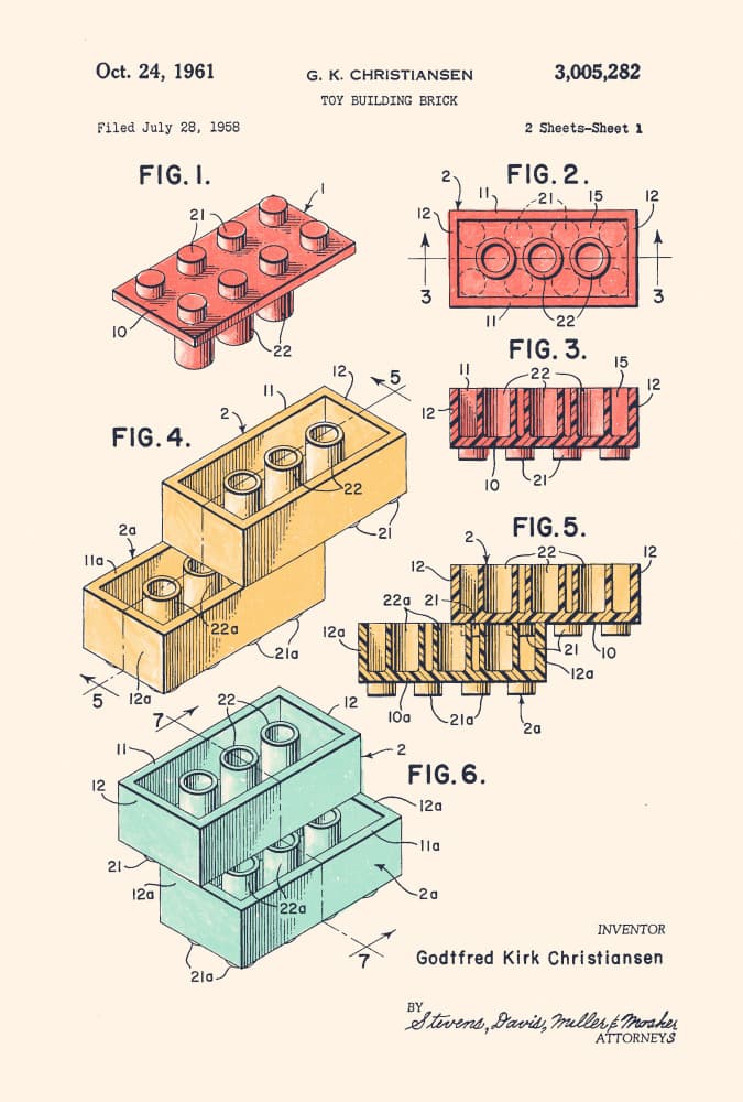 Historic Building Brick Patent by Florent Bodart — canvas wall art