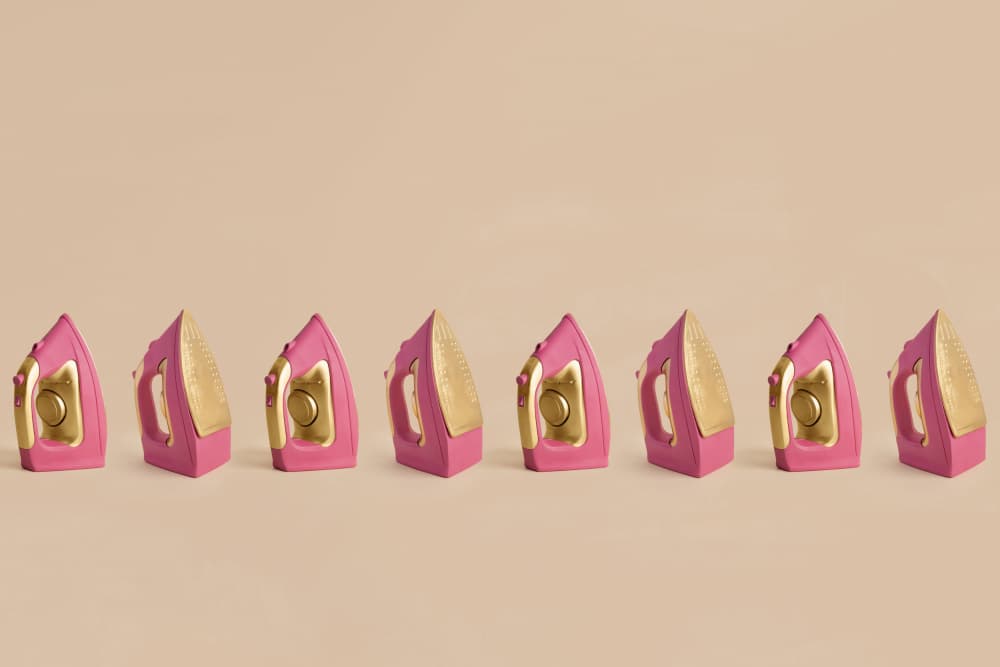 Pink Gold Irons Row by Julia Ramiro — canvas wall art