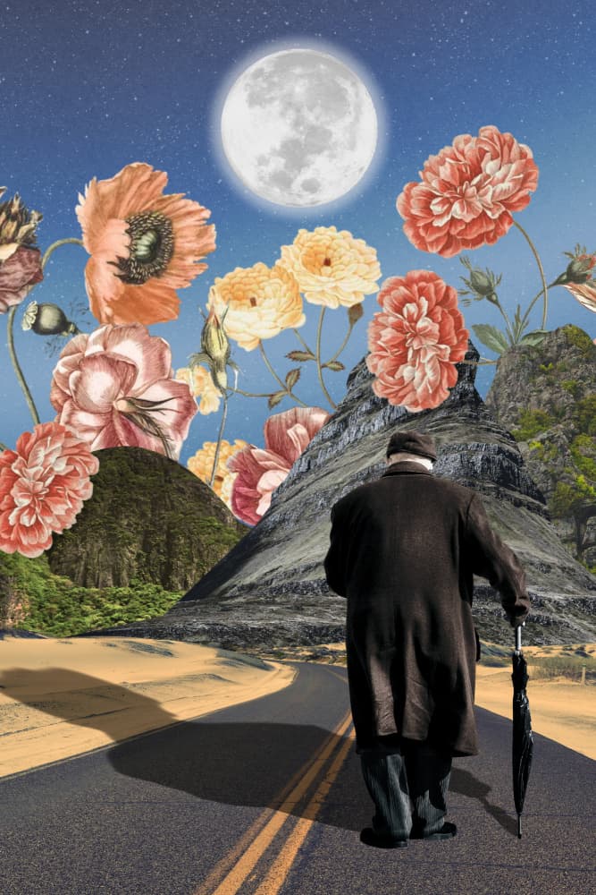 Man's Moonlit Poppies by Marja van den Hurk — canvas wall art