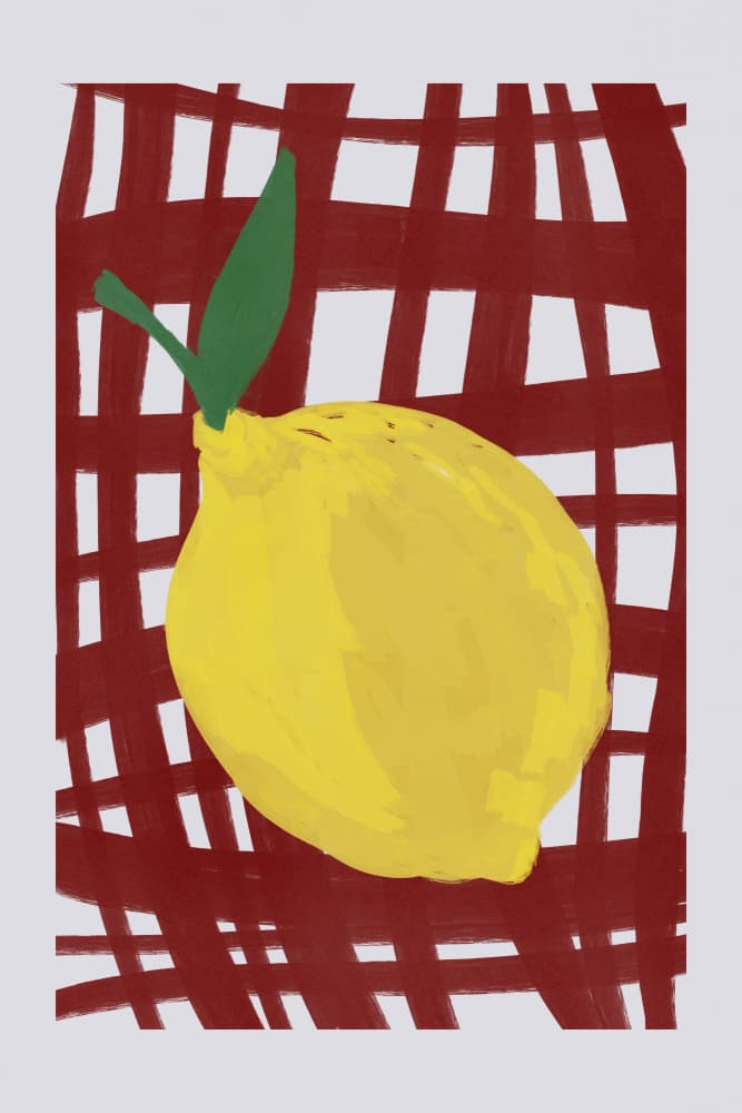Bright Lemon Red Grid
