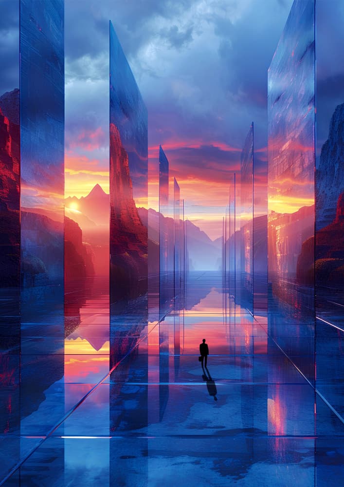 Mirrored Sunset Journey by Ritvik takkar — canvas wall art