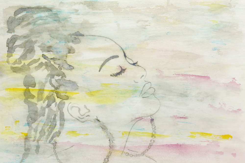 Dreamy Woman Watercolor by Natalie Bruns — canvas wall art
