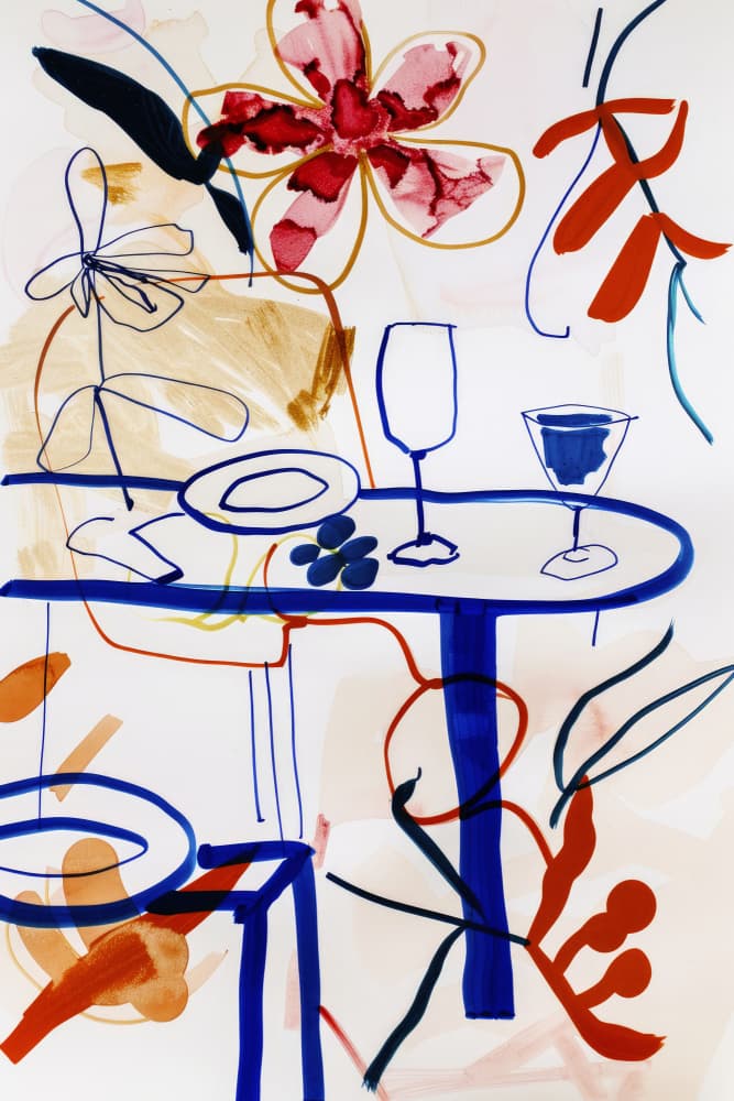 Vibrant Table Scene by Treechild — canvas wall art