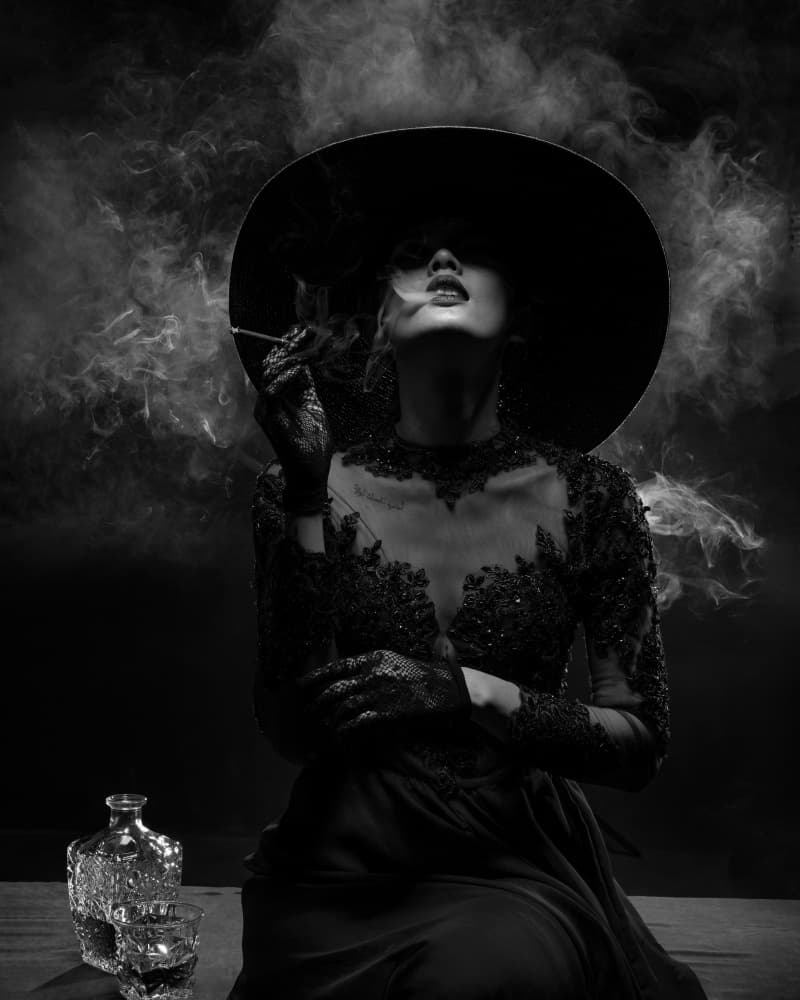Mysterious Woman Smoking by Lisdiyanto Suhardjo — canvas wall art